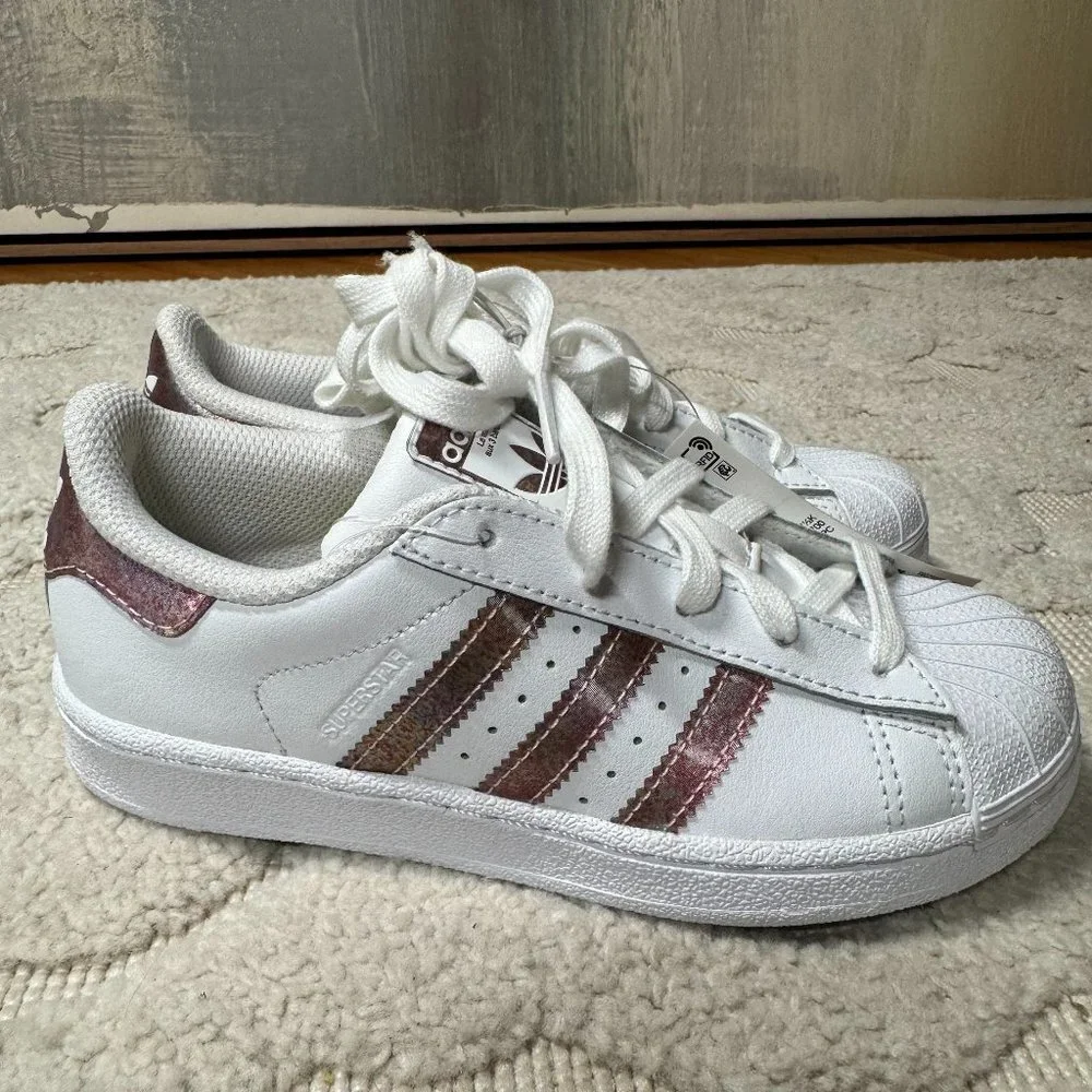 adidas ortholite girls pink shimmer Lace‎ Up Superstar Crib Sneaker Shoes NWT 13 - Picture 2 of 9